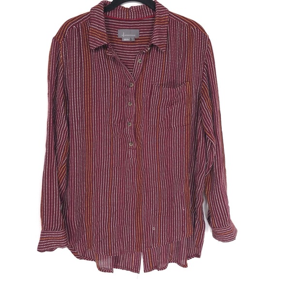 Anthropologie Top M Isadora Button Back Tunic Shirt Popover Textured Wool Blend - Picture 3 of 15